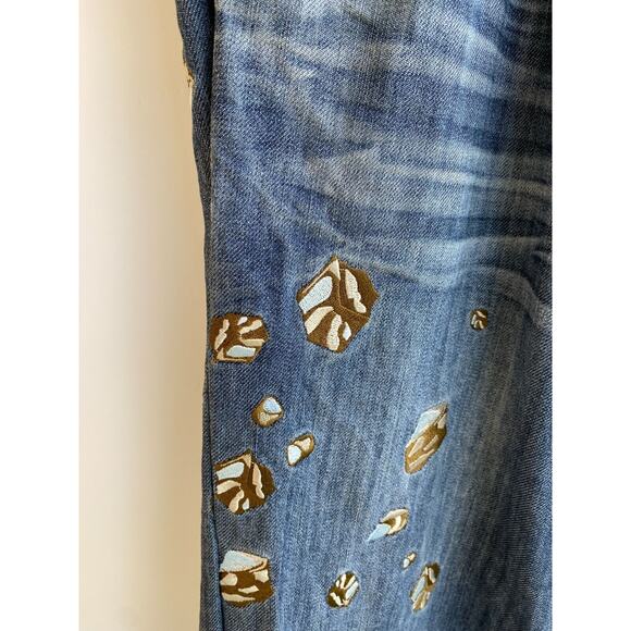 Miskeen Originals Jeans Mens Embroidered Dragon Miskeen Vintage Style sz 36 x 34 - Picture 3 of 14